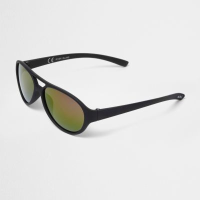 Boys black aviator purple lens sunglasses